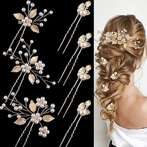 Elegant Gold and Pearl Hair Pins